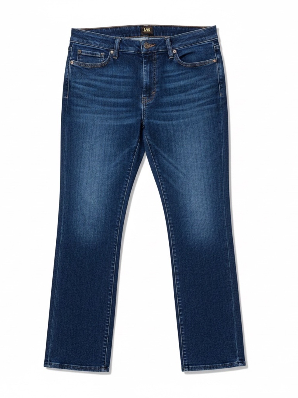 Lee, Mid-Rise Straight Leg Deep Indigo Jeans. Size 16Short/Petite - Picture 6 of 7